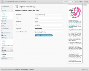 Joomla 1.5 WordPress import tool