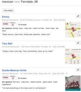 Google Local Plus search example